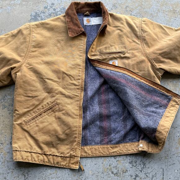 Vintage Carhartt Blanket Lined Detroit Jacket 6BLJT Tan Sz 50 Tall - Picture 5 of 10